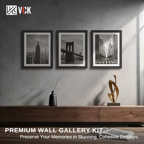 VCK 11x17 Black Solid Wood Picture Frame Set of 3 Wall Display