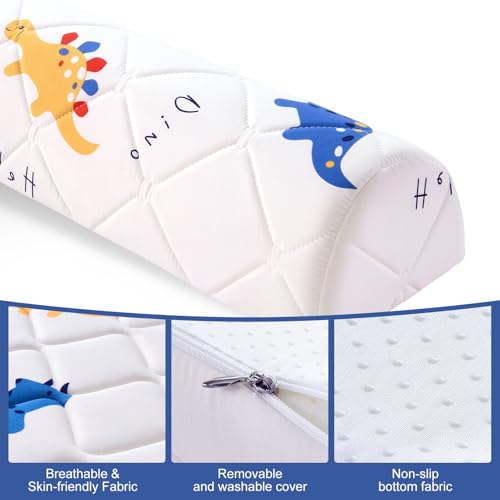Ceekliybear 2-Pack Dinosaur Toddler Foam Bed Bumpers, Non-Slip Bed Rails for Twin Queen King, 52"x7"x5"