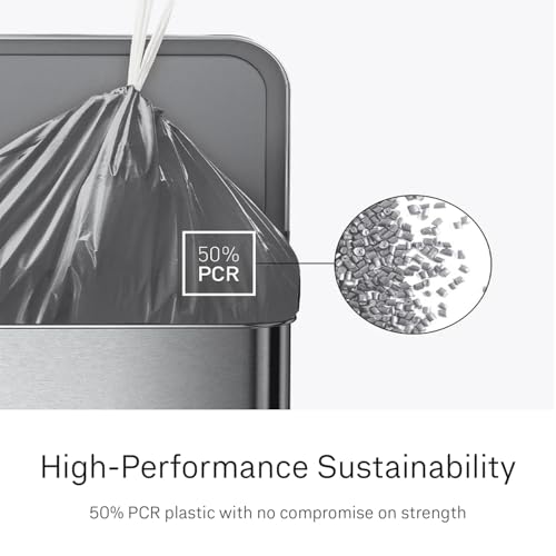 simplehuman Code M Odorsorb® Custom Fit Trash Bags Pack of 200, 40-45L, Odor-Absorbing, Extra Thick, Double Seamed, Recycled Plastic