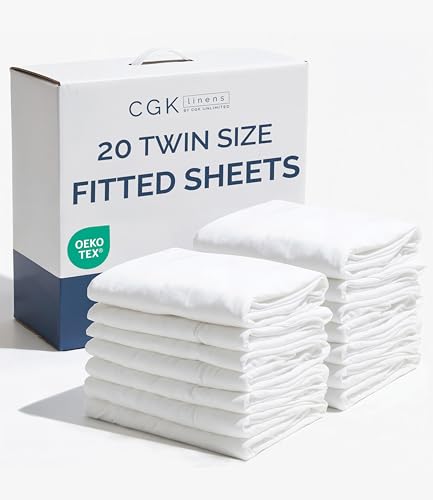 Twin Fitted Sheet - Single Size, 8-16 Inch Deep Pockets - White - Variation 01
