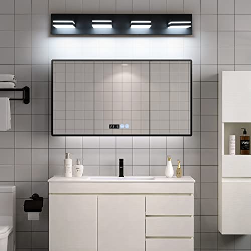 SineRise 4-Light Modern Bathroom Vanity Light Fixture, 30-Inch Black and White Acrylic Wall Sconce