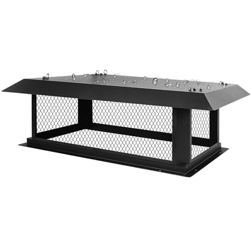 Black Galvanized Steel 14x34 Chimney Cap Cover for Outside Flues - CLLOMAGY