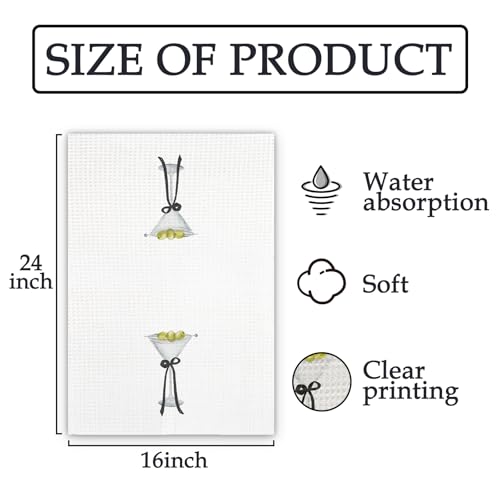 FIicy Black Martini Decor Kitchen Towels Coquette Bow Hand Towels for Bar & Home