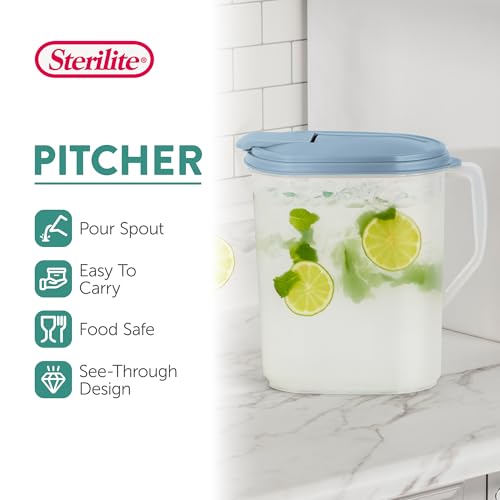 6 Pack 1 Gallon Hinged Pitchers with Handle for Kitchen & Home, Leak-Proof Lid