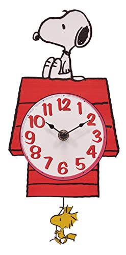 Peanuts Snoopy Doghouse Pendulum Wall Clock - 12 Inch Collectible Wall Decor