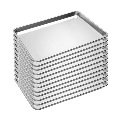 12 Pack Half Size Aluminum Baking Sheet Pan - 18x13 Inches, Commercial Grade, Oven Safe