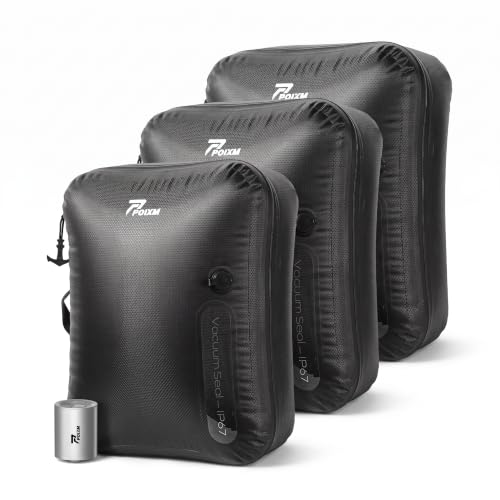 POIXM Medium Travel Vacuum Bags with Pump 3 Pack – Space Saver Carry-On Storage