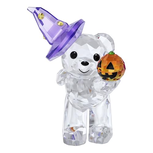 Swarovski Kris Bear Halloween Small Decor with Pumpkin Lantern & Purple Hat