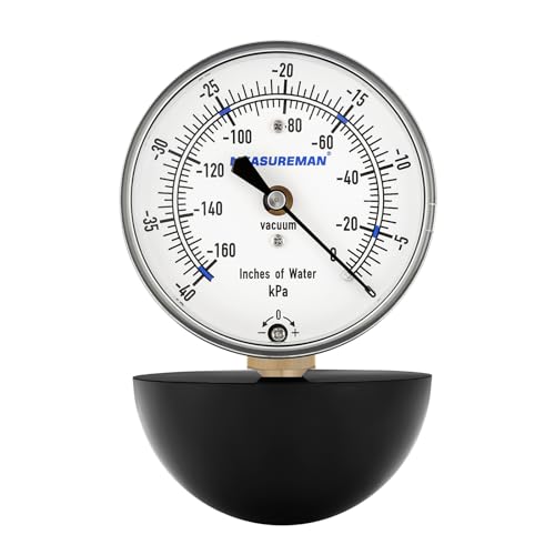 Vacuum Suction Gauge Water Lift Meter for Household & Central Systems - 0-160 Inches