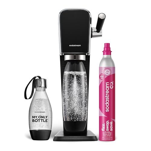 SodaStream ART Sparkling Water Maker Starter Kit Black - Includes CO2 Cylinder & Bottles
