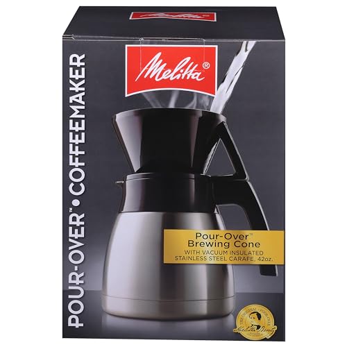 Melitta Pour-Over Coffee Brewer & 42oz Stainless Steel Carafe Set with Filters
