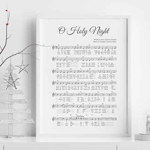 JarThenaAMCS Christmas Carol Wall Art Prints O Holy Night Music Sheet Art Poster Minimalist Xmas Hymn Wall Decor for Gallery Living Room Bedroom (UNFRAMED, 11x14in)