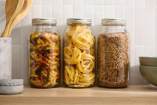 Half Gallon Wide Mouth Glass Mason Jars with Lids & Bands - Pack of 4