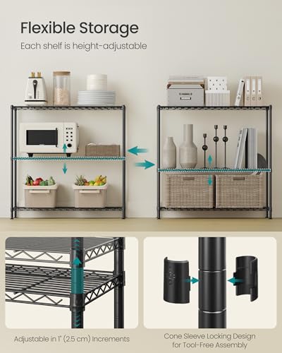 Ink Black 3-Tier Bathroom Shelf Storage Rack for Small Spaces - 35.4W