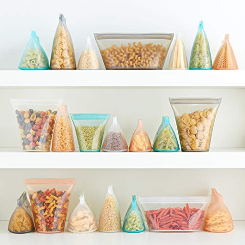 Teal Zip Top Reusable Food Storage Container Set of 8 – Silicone Cups, Dishes & Bags
