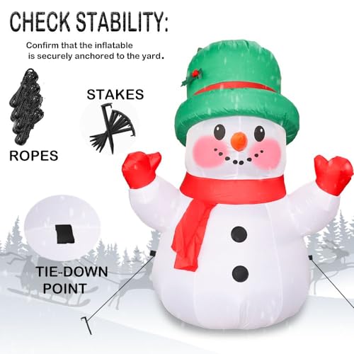 4ft Inflatable Christmas Snowman Outdoor Decoration with LED Light | Yard & Garden Holiday Decor