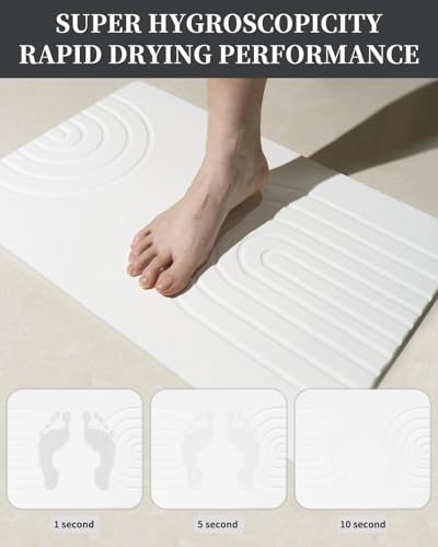 Stone Bath Mat 24"x16" - Diatomaceous Earth Shower Mat, Quick Dry,
