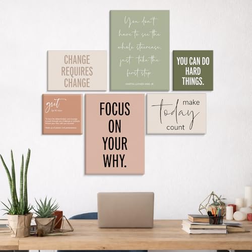 Office Variation of Motivational Wall Decor Set of 6 - Boho Inspirational Prints