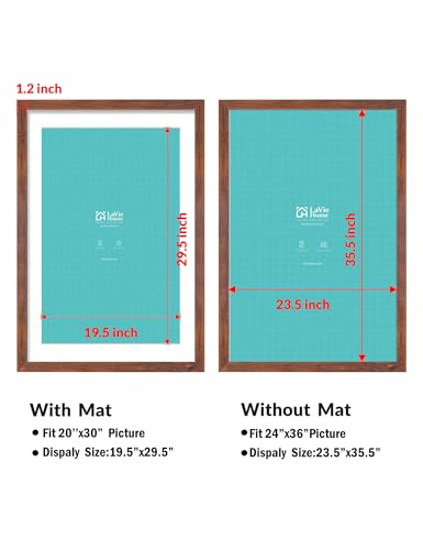 Brown 24x36 Poster Frame - Gallery Style Picture Frame with Plexiglass, Wall Mount