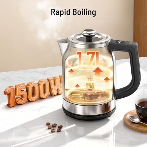Electric Kettle with Temperature Control - 1.7L, 13 Preset Temps, LED Display, Keep Warm - Ink Variation