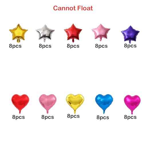 80pcs 5Inch Star and Heart Foil Balloons Mini Heart Balloons for Birthday, Anniversary, Wedding, Baby Shower, Christmas Party Decoration£¨Cannot Float£©