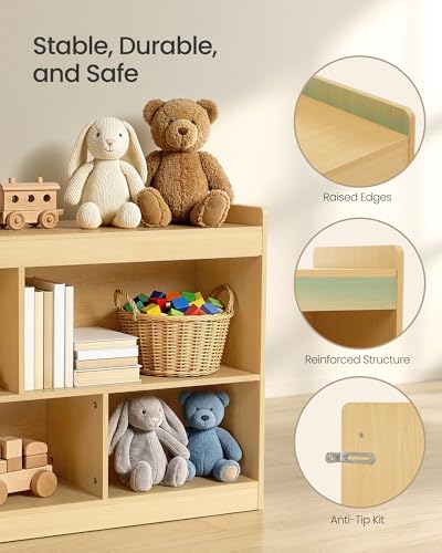 SONGMICS Kids' Toy Storage Shelf Beech Beige Montessori Design, 5 Compartments