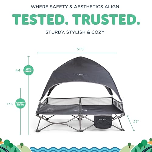 Baby Delight Go With Me Bungalow Deluxe Portable Toddler Travel Cot Grey