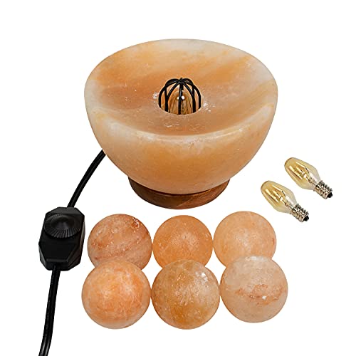 Himalayan Salt Lamp with 6 Massage Balls - Handmade Salt Crystal Decor