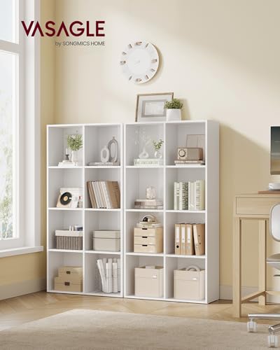 8-Cube Bookshelf Storage Organizer - Cloud White, 25.8 x 9.5 x 51 Inches