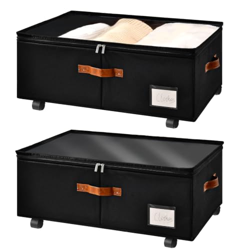 10 inch Height Under Bed Storage with Wheels 2 Pack, Underbed