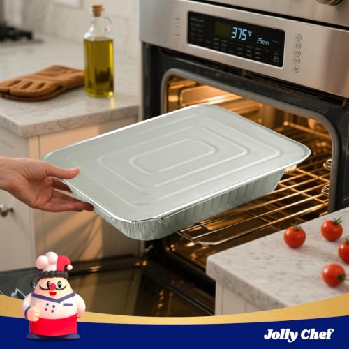9x13 Disposable Aluminum Foil Pans with Lids - 25 Pack, Heavy Duty, Leakproof