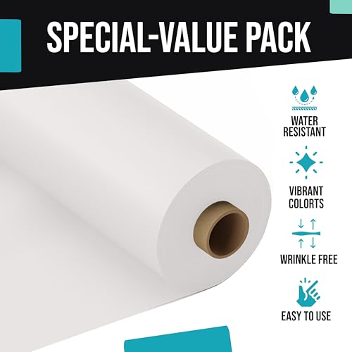 White Plastic Table Cover Roll - 40 x 300 Feet Disposable Banquet Tablecloth - Basic Variation