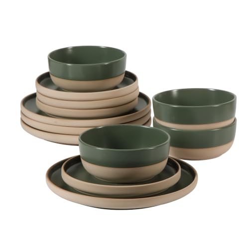 Gibson Home 12-Piece Green Dinnerware Set for 4 - Service for 4, Bluegrass Valley