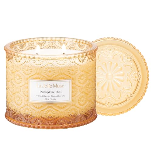 Pumpkin Chai Scented Candle - Natural Soy 2-Wick, 12 oz, Cozy Fall Home Decor