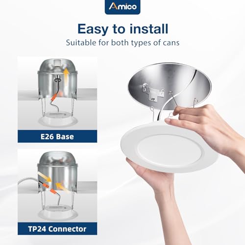 Recessed LED Can Lights 5/6 Inch, White, 12 Pack, 5 CCT Selectable, Easy Install