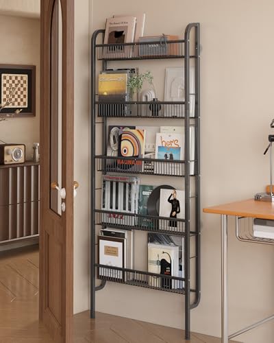 UMDONX Black Narrow 5-Tier Over-the-Door Bathroom Storage Rack, 24.4in Wide