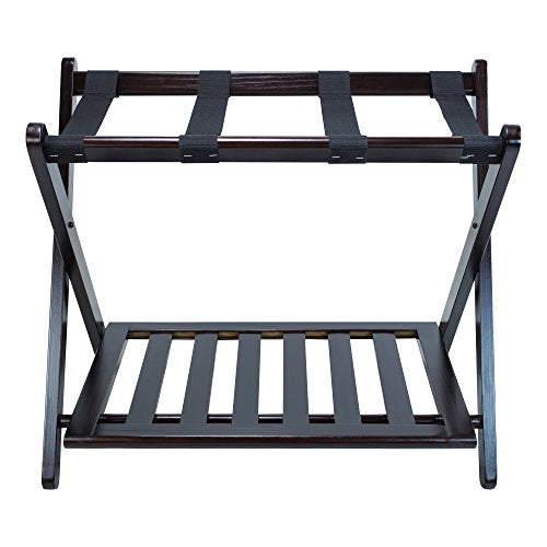 Foldable Luggage Rack with Shelf - Espresso Home & Travel Accessory