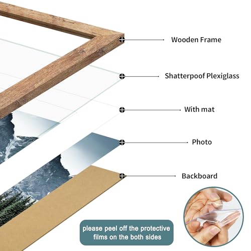 Rustic Brown 24x36 Poster Frame Set of 2 with Plexiglass - Wall Mount Display