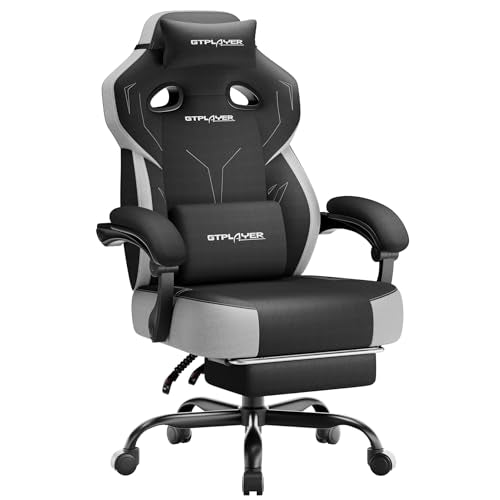 GTPLAYER Big & Tall Gaming Chair Black with Footrest - Wide Seat, Recline 90-125°, Heavy-Duty Support
