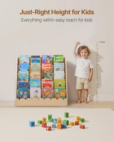 VEVOR 5-Tier Montessori Kids Bookshelf - Wooden Toddler Book Organizer