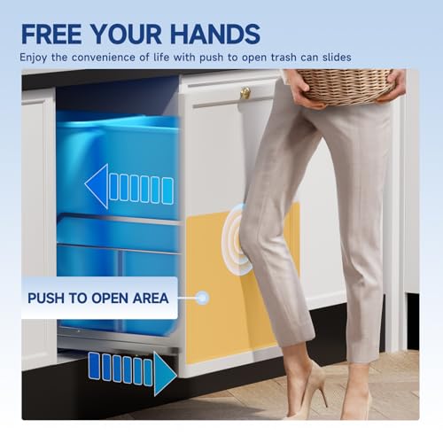 Insputer Silver Double Pull-Out Under Cabinet Trash Can with Push to Open