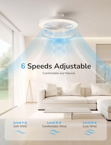 Orison 19.7-inch White Low Profile Ceiling Fan with Lights & Remote - Smart Flush Mount