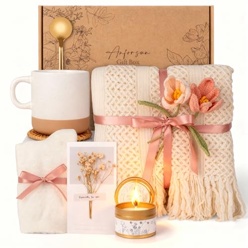 Pink Self Care Gift Basket for Women - Birthday, Get Well, Friendship, Mom & Grandma