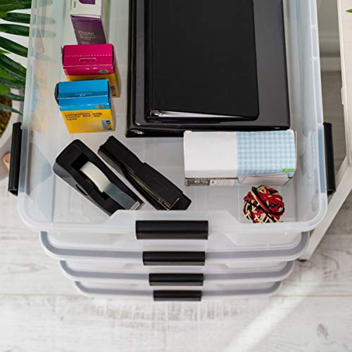 IRIS USA 4-Pack 41 Qt Clear Black Storage Bins with Gasket Lids, Weatherproof