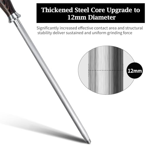 12 Inch Professional Knife Honing Steel Rod - Kitchen Sharpening Tool