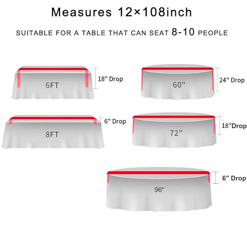6 Pack 12x108 Silver Sequin Table Runner Set - High Density Glitter, TCBESTO