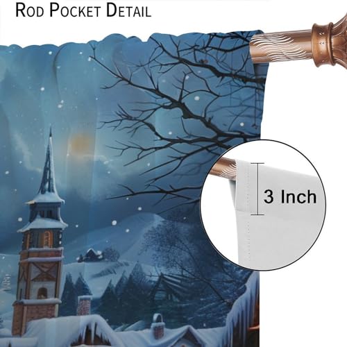 TOWINSFB Christmas Tree Town Cabin Blackout Curtains - 42x84 Inches Pack of 2