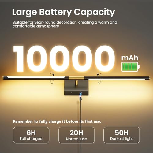 10000mAh Battery Operated Wall Sconces Set of 2 - Black Gold Variation