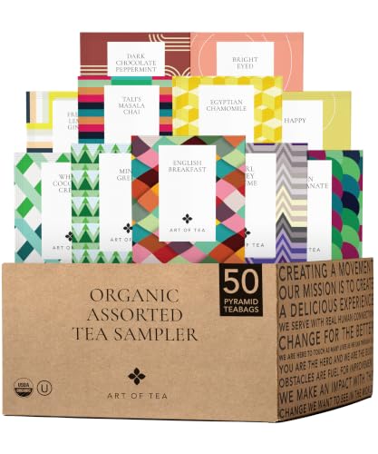 Assorted Tea Bags Sampler Set - Caffeinated & Herbal 50 Count with Variations