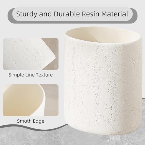 Trash Can,1.6 Gallon,Small Simple Modern Oval Garbage Bin,Ivory